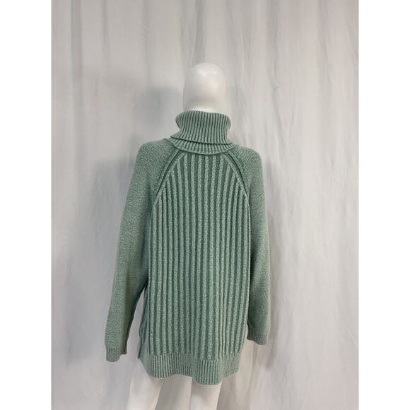 Free People Big City Green Cotton  Turtleneck Sweater Size S - Picture 3 of 5